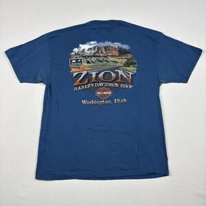 Harley-Davidson Zion National Park Graphic Tee Mens XL Blue Washington Utah